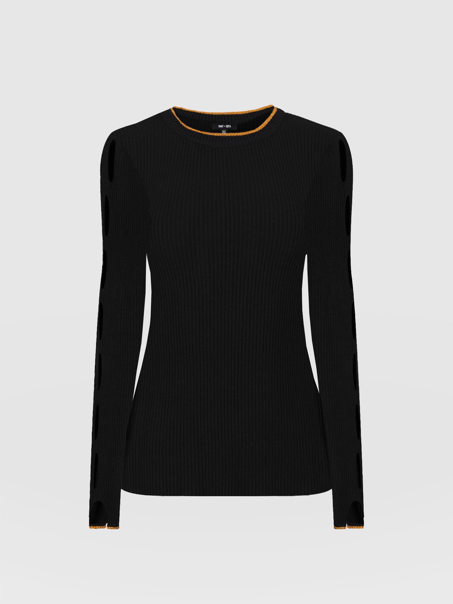 Luna Cut Out Sweater Black Lurex - Women's Jumpers | Saint + Sofia® EU